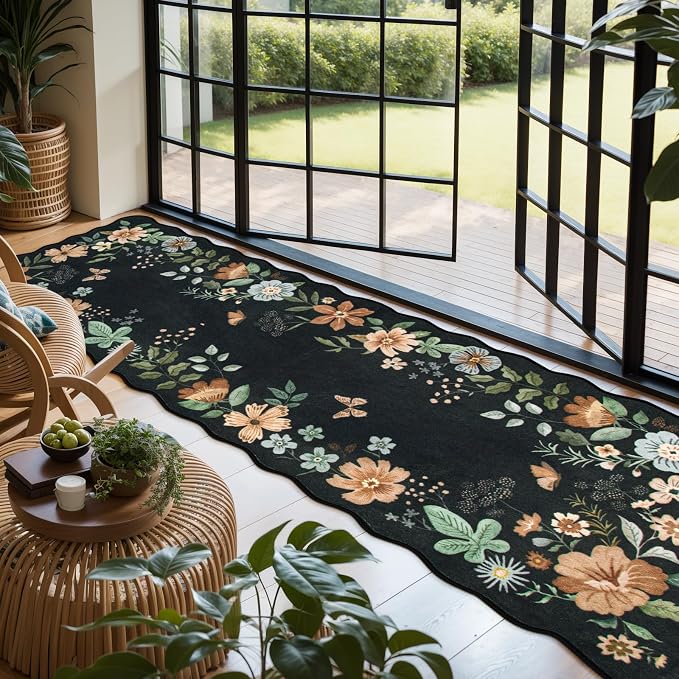 Lahome Floral Runner Rug for Hallways, Soft Washable Hallway Rugs