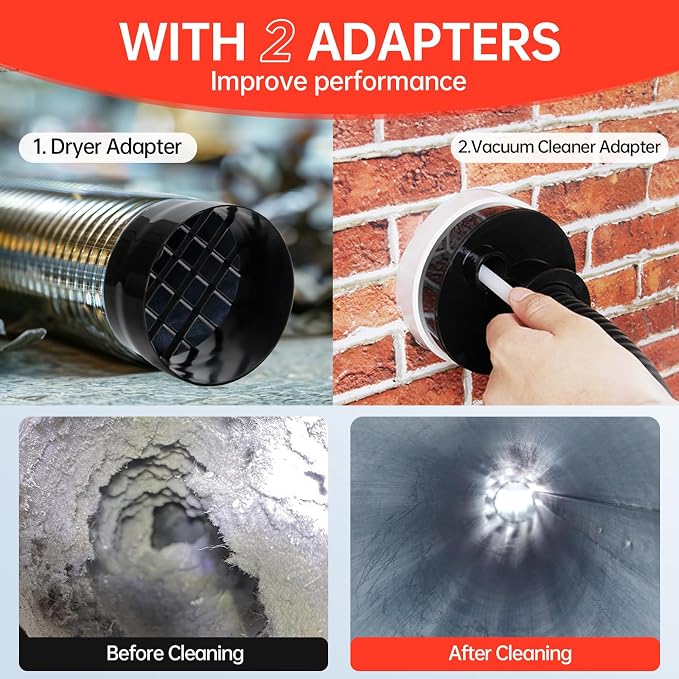 BLuesea Dryer Vent Cleaner Kit, 15-Piece Ultimate Dryer Cleaning Kit Include 40