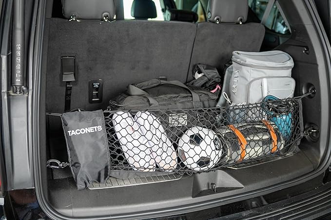 Envelope Cargo Net for Suburban | Tahoe | Yukon/XL | Escalade/ESV - Fits 2015-2025 - Upgraded 5mm Bungee - Integrated Storage Bag - Heavy Duty Hooks - Designed in USA