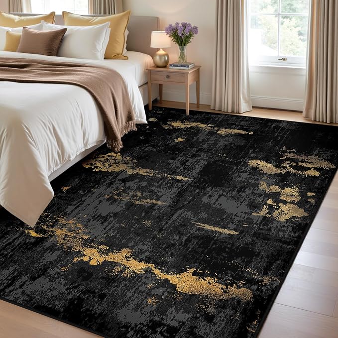 RELEANY Washable Area Rugs 4'x6' Non-Slip Modern Abstract Soft