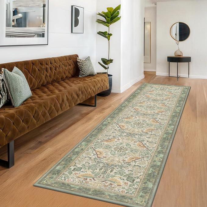 Vintage Sage Runner Rugs for Hallways