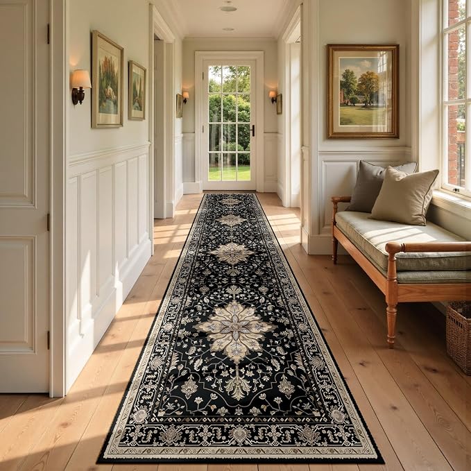 RELEANY Area Rugs Runner 2'x9' Washable Non-Slip, Floral Vintage Distress
