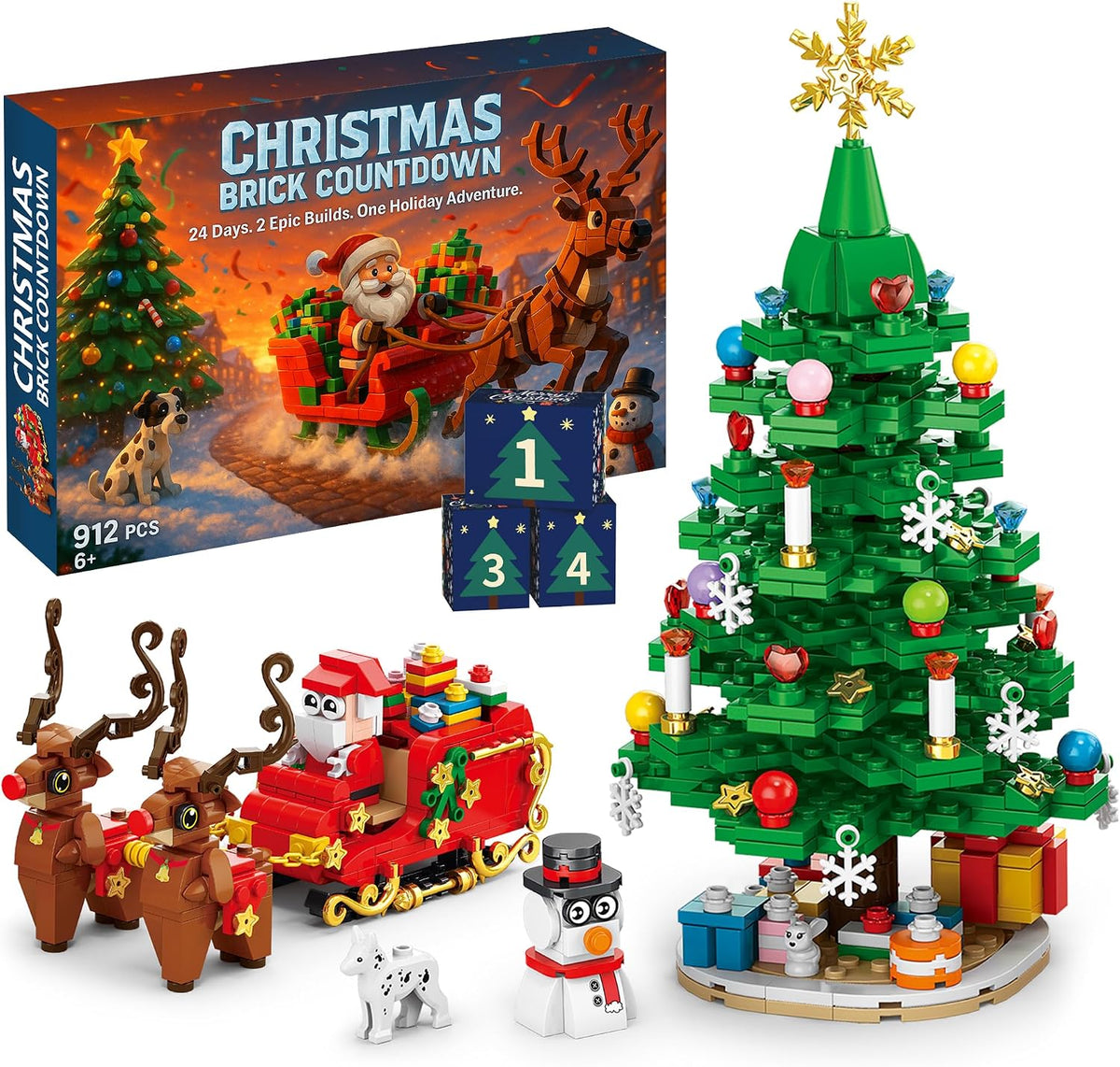 Christmas Tree Building Blocks Advent Calendar 2026, 24 Days Countdown Set