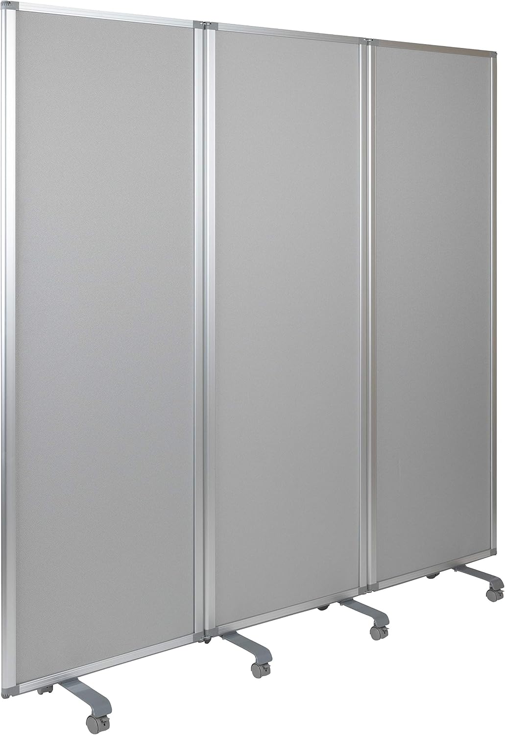 Flash Furniture Raisley 3-Section Mobile Magnetic Whiteboard and Cloth Partition, Rolling Dry Erase Board Room Divider, 72"H x 24"W