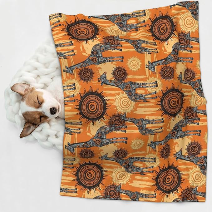 Two Sided Plush Pet Blanket for Crates Carriers Home Use, Abstract African Giraffe, Reversible Throw with Cozy Dot Fabric and Silky Reverse for Small Large Pets