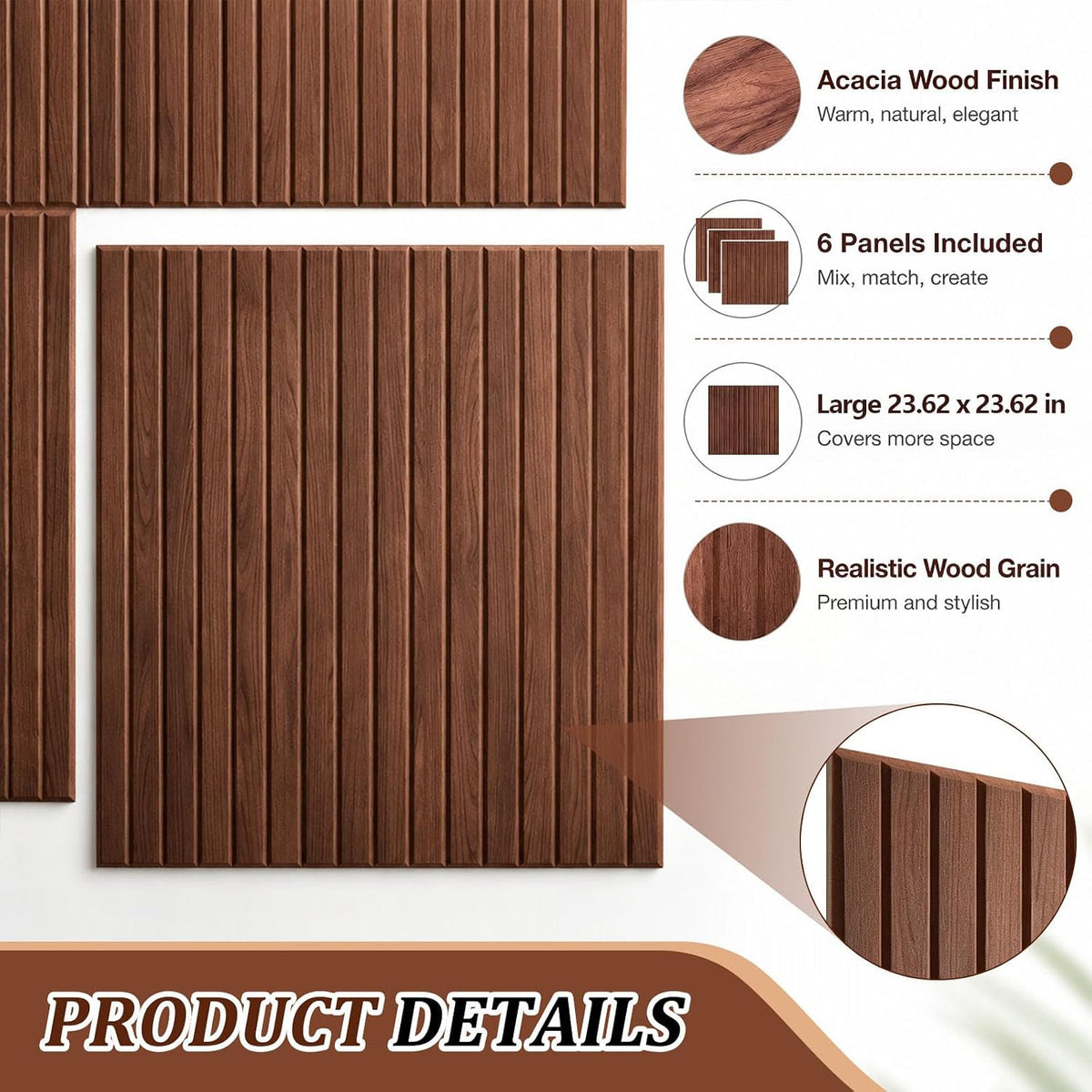 6 Pack Walnut Color Felt Bulletin Board, 70.86 x 47.24 in (23.25 Square Ft) Cork Board Alternative, Decorative Acoustic Panels, Acoustic Wall Panels, Sound Absorbing Wall Art