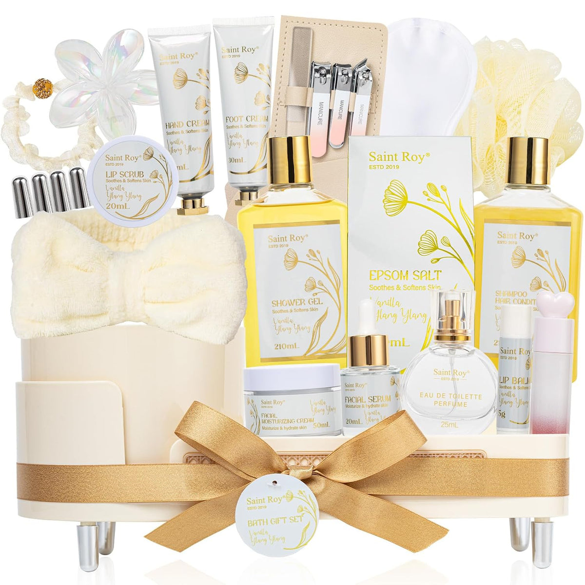 23Pcs Bath and Body Vanilla YLANG YLANG Gifts for Women, Spa Gift Basket