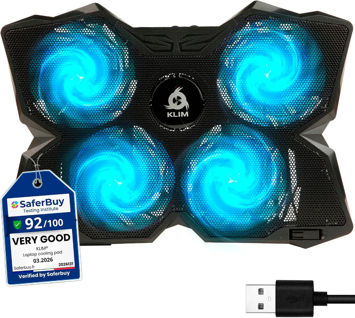 Wind Laptop Cooling Pad with 4 Fans at 1200 RPM, USB Powered Stand