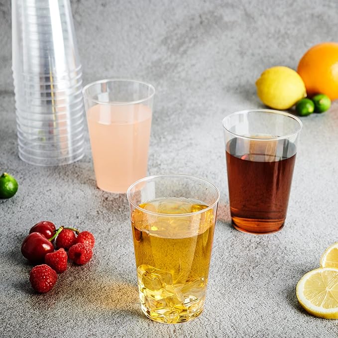 FOCUSLINE 200 Pack 12 oz Clear Plastic Cups, Disposable Cups Reusable Plastic