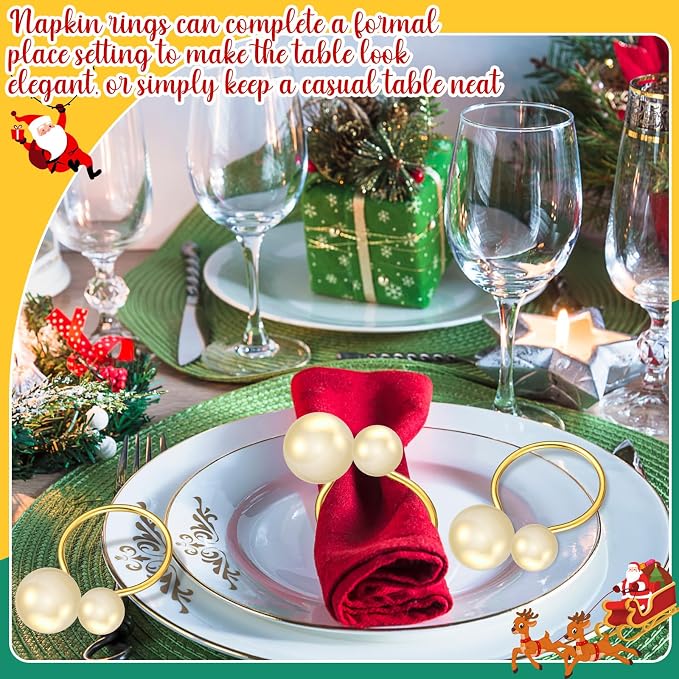Sliner 24 Pcs Pearl Napkin Rings