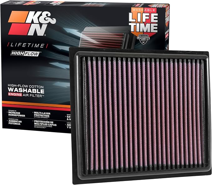 K&N High-Flow Original Lifetime Engine Air Filter: Increase Power: Premium