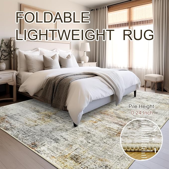Soalmost 6x9 Area Rug for Living Room Washable 6x9 Non-Slip Modern Abstract