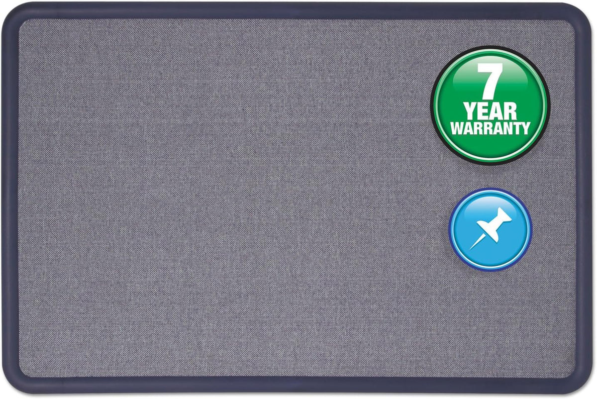 Quartet Contour Fabric Bulletin Board, 4' x 3', Blue Frame, Blue Fabric (7694BE)