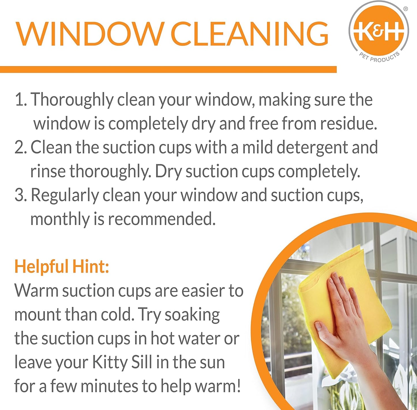 K&H Pet Products EZ Mount Cat Window Perch for Large Cats, Sturdy Kitty Sill Window Hammock Bed, Steel Frame, Sturdy Suction Cups, Washable Shelf Cover, Foldable - Fits 27"W X 23"H Glass Spaces