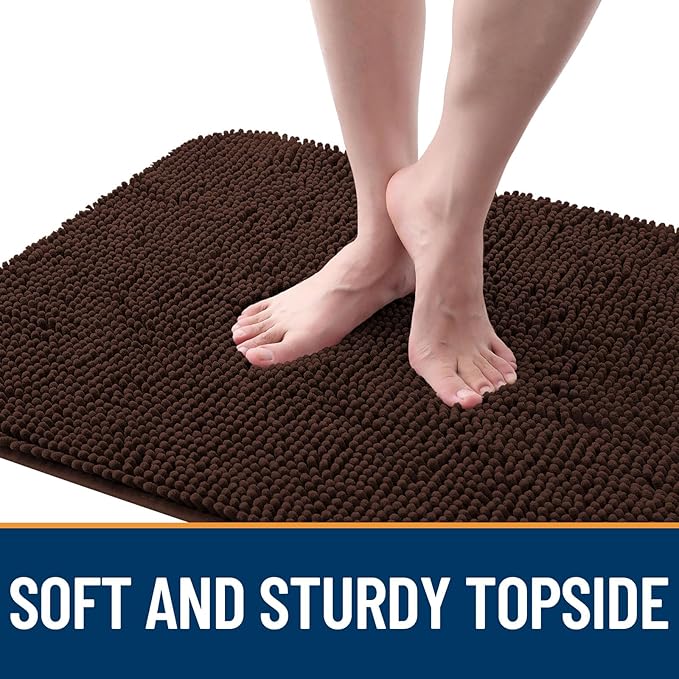 OLANLY Dog Door Mat Set 4-Piece 36x24, Absorbs Moisture and Dirt, Absorbent Non-Slip Washable Doormat, Quick Dry Chenille Mud Mat for Dogs, Entry Indoor Entryway Carpet for Inside Floor, Brown