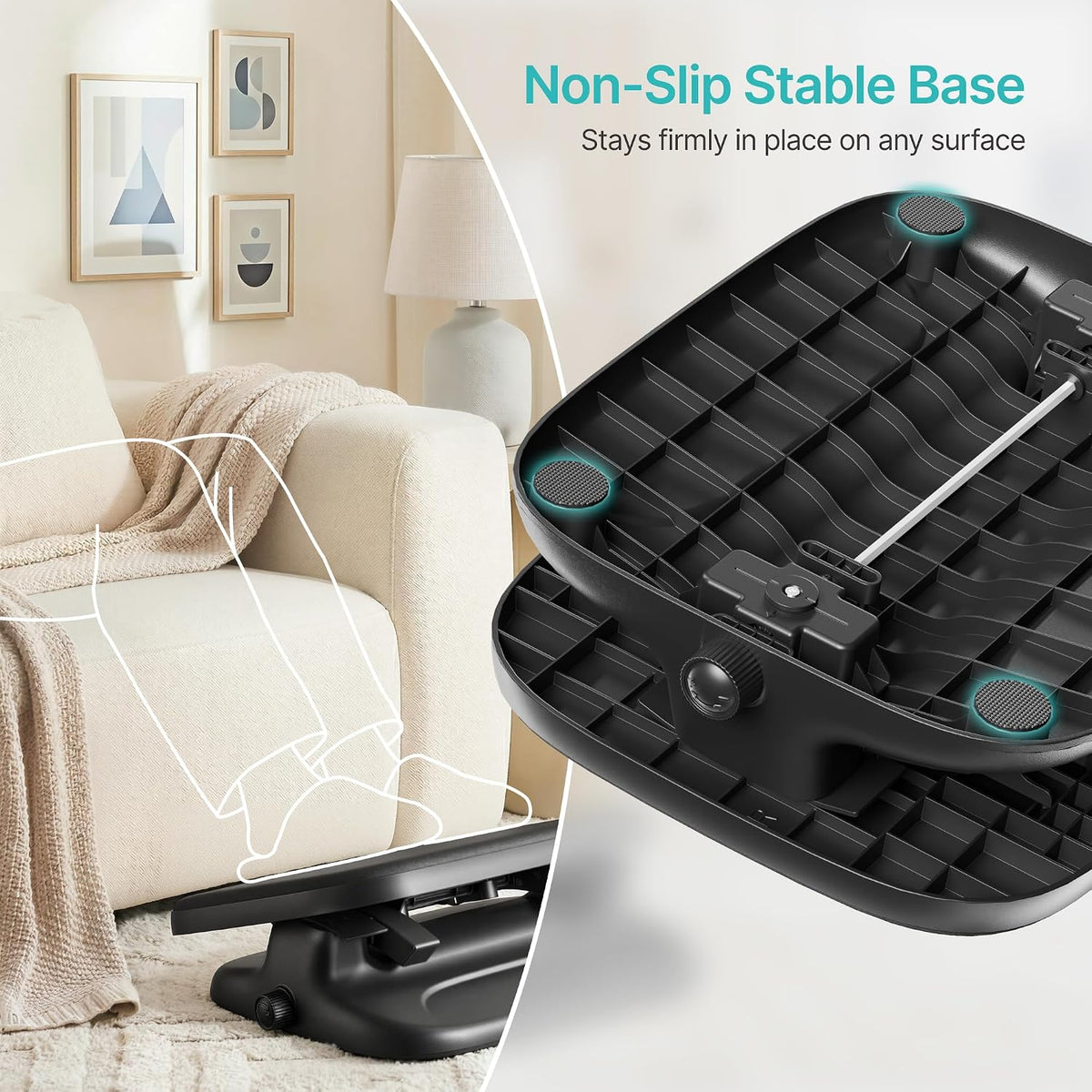 PEGZONE Footrest Under Desk with Memory Foam, Ergonomic Stepless Adjustable