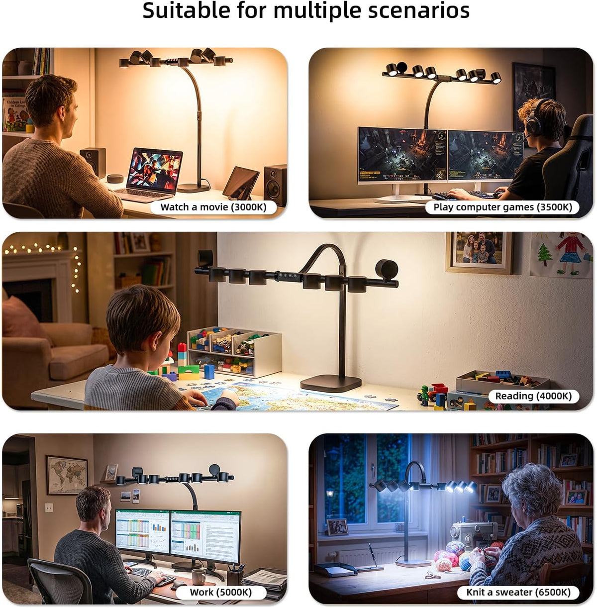 Omorepa 8 Light Sources Gooseneck Tree Desk Lamp with Base, 24W Eye-Care Bright LED Desk Light with Remote, Dimmable Reading Table Light for Desktop Working,Drafting,Reading