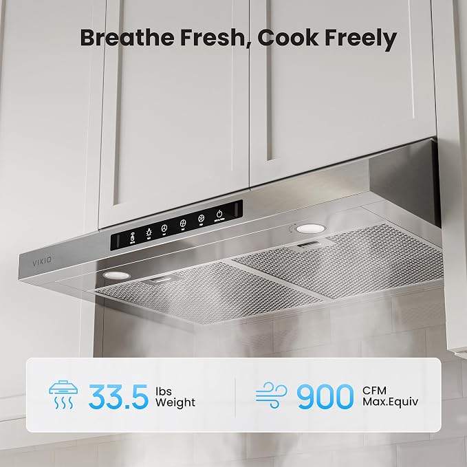 30 Inch Under Cabinet Range Hood, 900CFM Fast Venting Ducted, Kitchen Hood