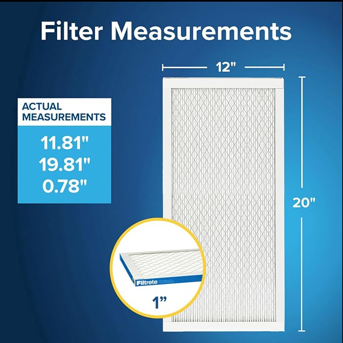 Filtrete 12x20x1 AC Furnace Air Filter, MERV 13, MPR 1900, Premium Allergen