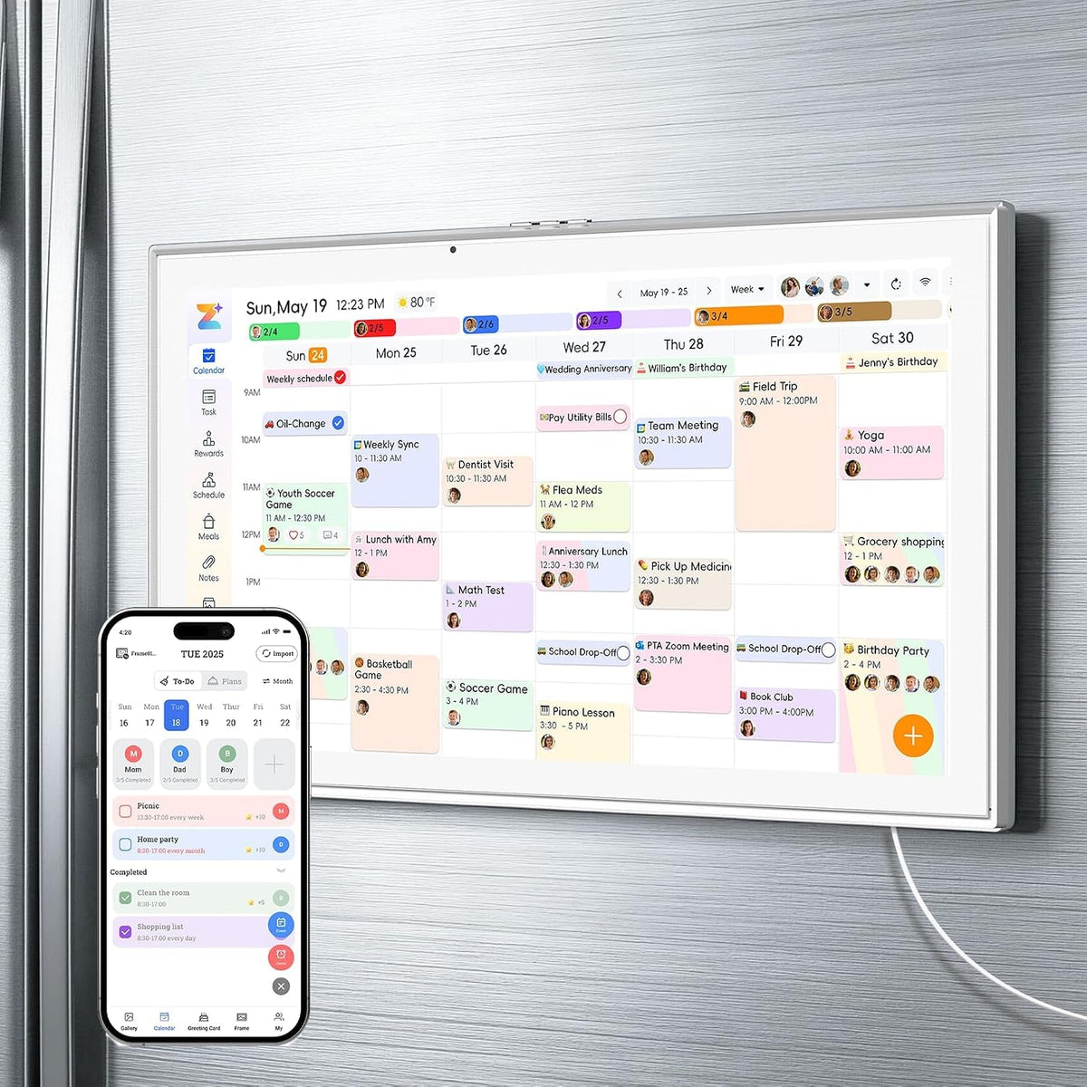 21.5 Inch Touch Screen Smart Magentic Digital Calendar, White
