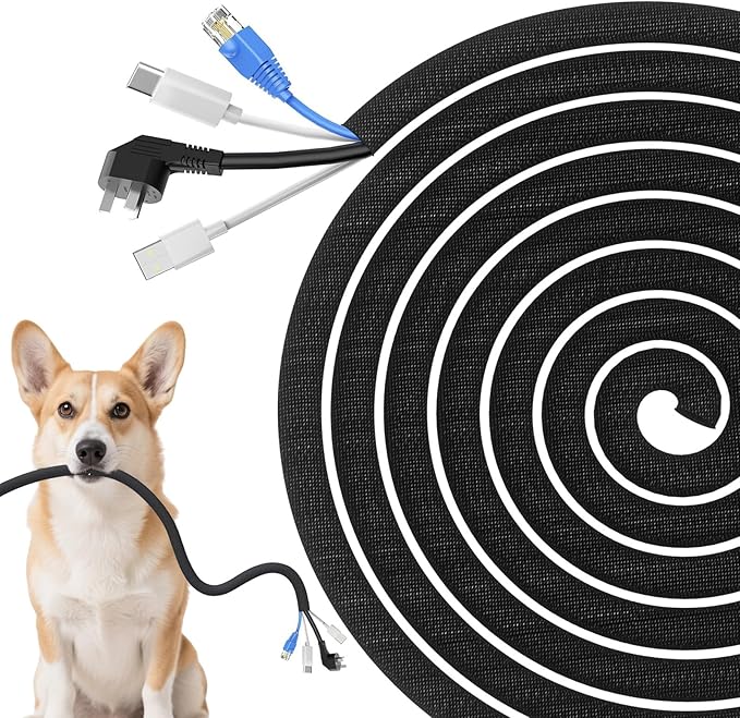 Cord Protectors from Pets No Chew, Ultra Durable Wire Protector Cord Covers for Pets, Flexible Cable Sleeve Cord Management for TV/Computer/Electric Wires/Phone Charging Cables (1/4"-10Feet)