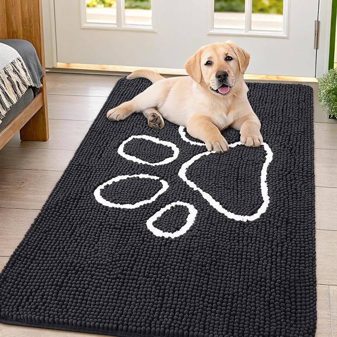 Smiry Dog Door Mat for Muddy Paws, Absorbent Dirt Trapper Non Slip Quick Dry
