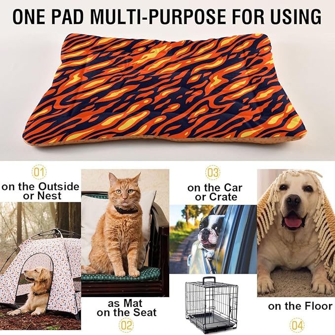 Pet Bed Fire Flame Dog Bed Mat Absorbing Non Slip Pad Pet Sleeping Mat for Small, Medium, and Large Dogs Puppy Cat 36 in x 24 in