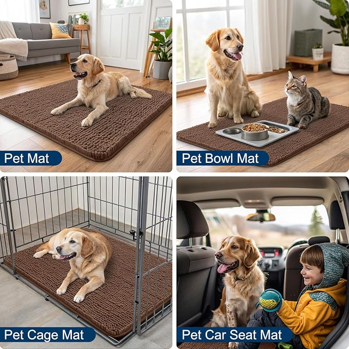 Smiry Dog Door Mat for Muddy Paws 59x24, Absorbent Dirt Trapper, Non-Slip