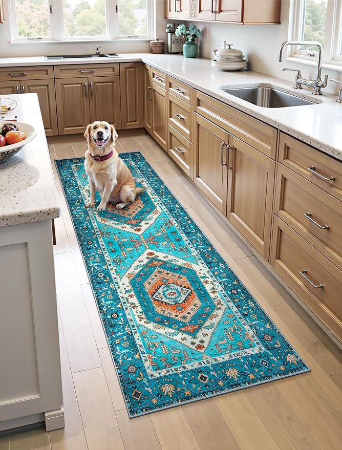 SERISSA Boho Kitchen Runner Rug, 3x7 Washable Non-Slip Runner Rug
