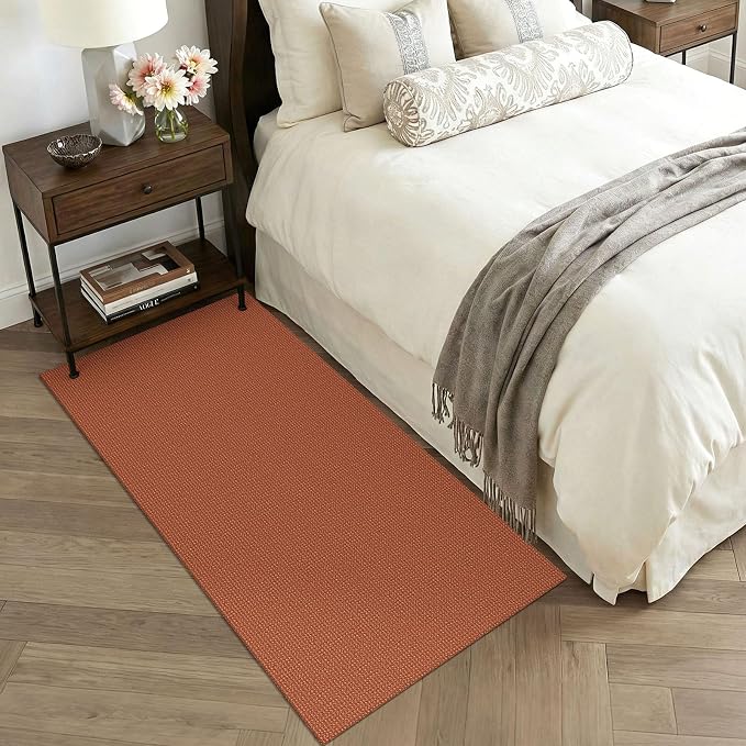 KOZYFLY Orange 3x6 Washable Runner Rug, Non Slip Wide Runners