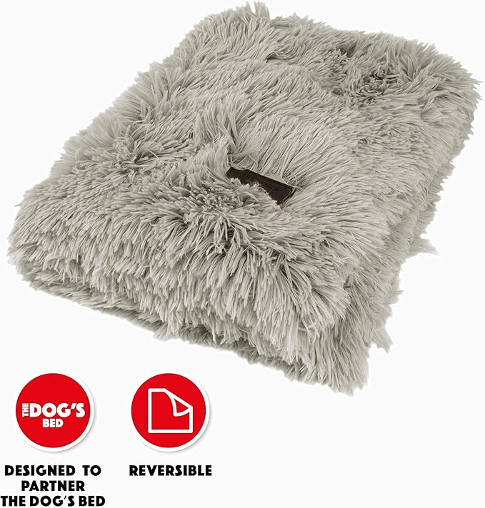 The Dog’s Blanket – Faux Fur Dog Blanket, Silver Grey, XL, 38x54