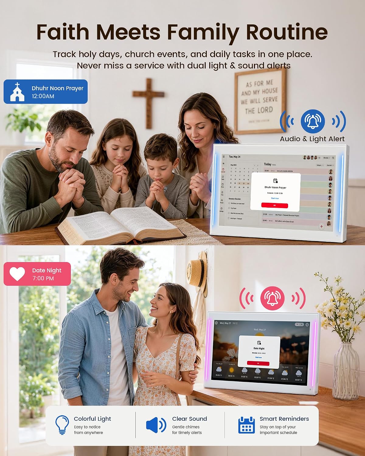 NGTeco 15.6" Digital Calendar, No-Subscription, Smart Family Wall Planner with Calendar Sync, for Schedules, Meal Planning, Photo Display, Desk & Wall Mount | Gift for Women, Men & Families