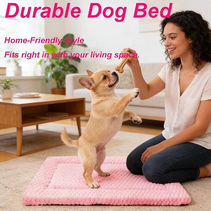 Dog Bed Mat - Soft Crate Pad for Kennel, Durable Pet Bed for Small Dogs & Cats - Comfort Support for Pet Crate, Cage, House