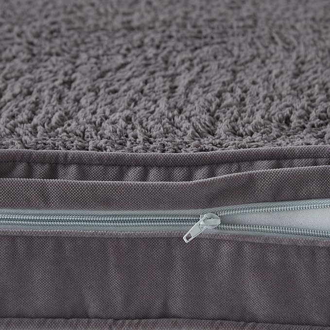 Happy Hounds Oscar Rectangle Orthopedic Foam Sherpa Dog Bed, Large (48 x 36 in.), Pewter