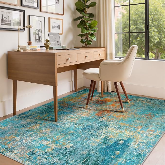 RELEANY Washable Area Rugs 5'x7' Non-Slip Modern Abstract Soft