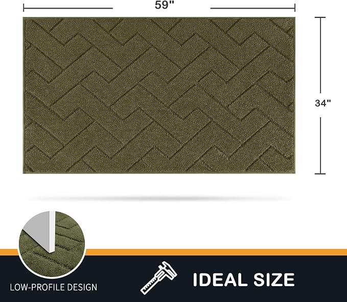PURRUGS Dirt Trapping Door Mat 34" x 59", Non-Slip Machine Washable Entry Rug