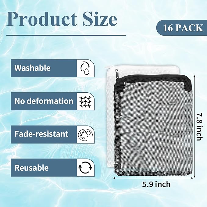 16 Pcs Aquarium Filter Media Bags Extra Fine, 7.8 x 5.9 Inch Filter Media Bag