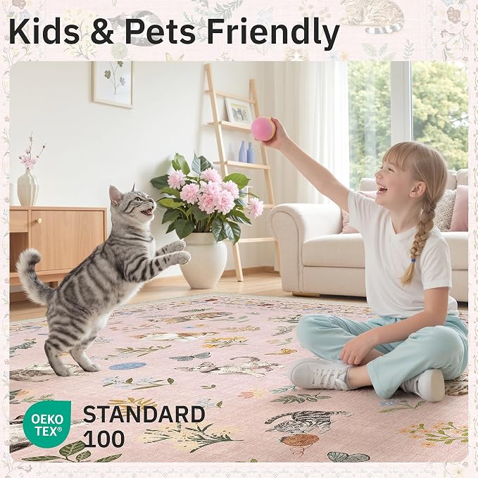 Soalmost Cat 6x9 Pink Area Rugs