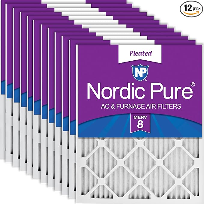 Nordic Pure 18x18x1 Pleated MERV 8 Air Filters 12 Pack