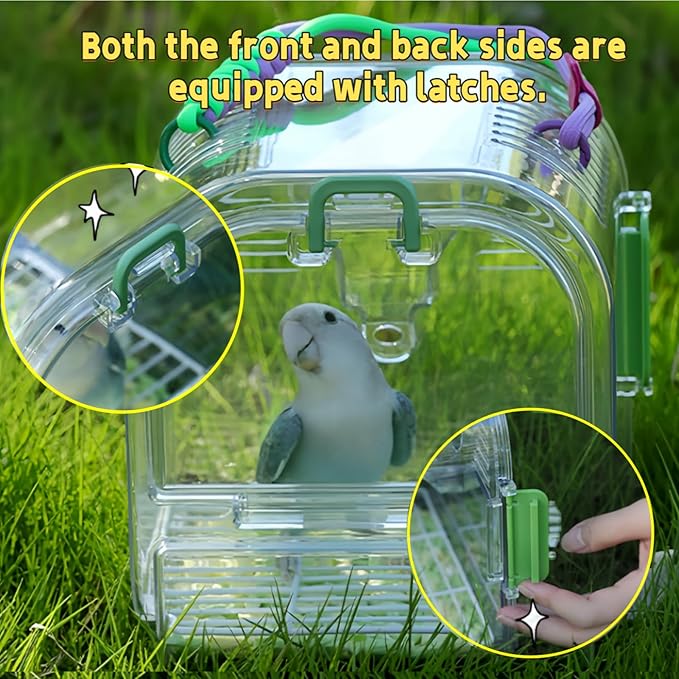 Portable Plastic Bird Cages，Travel Bird Cage,Lightweight Waterproof Ventilated Small Bird Cage,Outdoor Use Easy to Carry,for Small Birds, Budgies and Pet Birds (Purple, B)