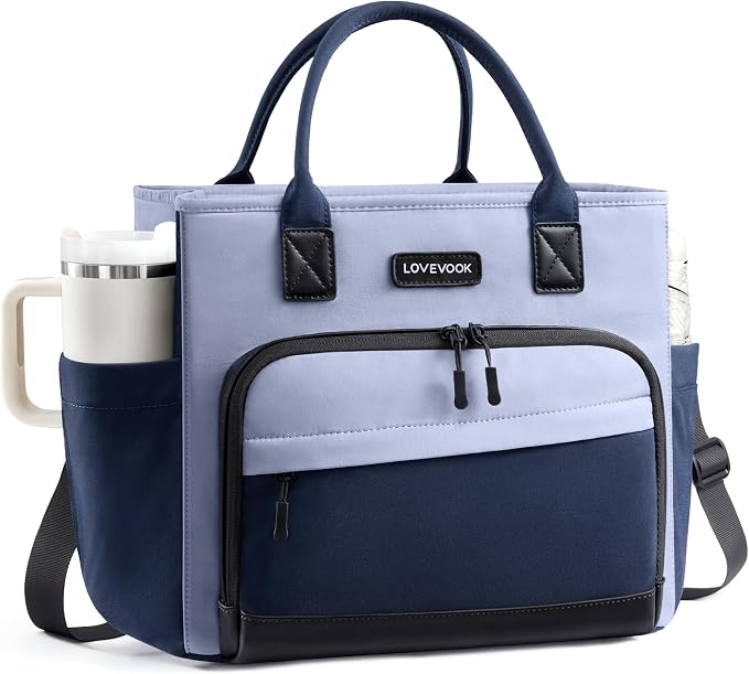 LOVEVOOK Lunch Box for Women, Adult Lunch Bag for Work, Misty Blue | Upgraded