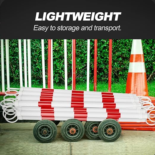 RoadHero 2 Pack 4 FT to 6.9 FT Retractable Cone Bar, Expandable Traffic Cone Bars for Parking Lots, Extendable Barricade for Road Construction, White and Red, Cone Not Included