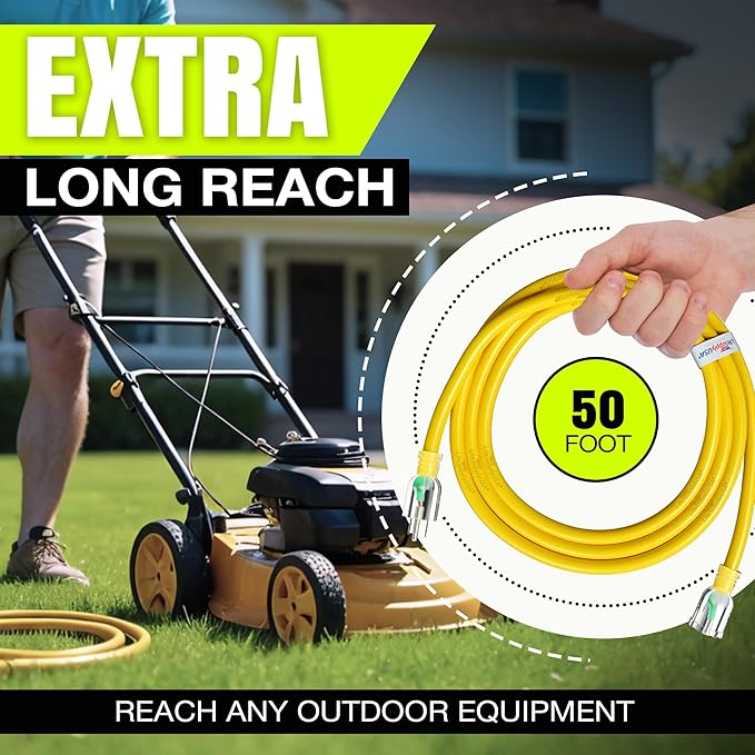 50ft Outdoor/Indoor Extension Cord 10/3 Gauge Ultra Heavy Duty 3 Prong SJTW, Waterproof, ETL Listed, Flexible Cold-Resistant Long Power Cord,15A 125V 1875W, Orange by LifeSupplyUSA