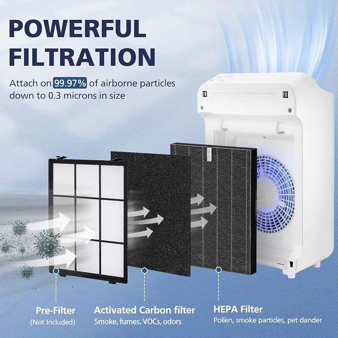 2 Pack C545 HEPA Smoke Replacement Filter S Compatible