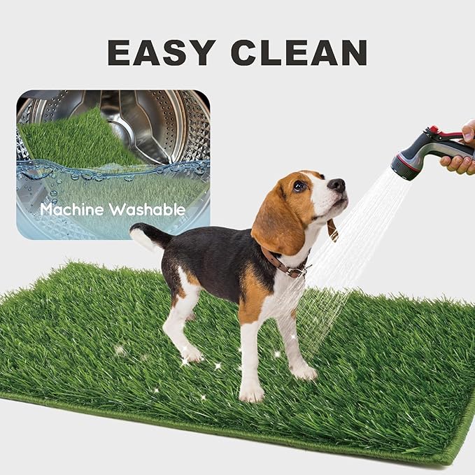 Dog Grass Pad with Tray Foldable Dog Litter Box High Walls, Odor Free Artificial Grass for Dogs Potty, Pee Pad Holder, Seamless, No Assembly, Waterproof, Easy Clean, Portable for Travel