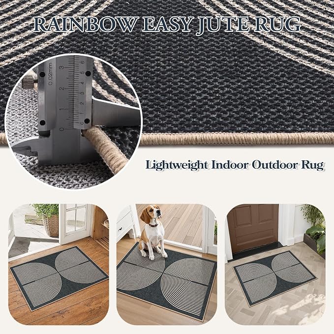 Lahome Enfys Rainbow Indoor Door Mat, Farmhouse Non Slip Non Shedding