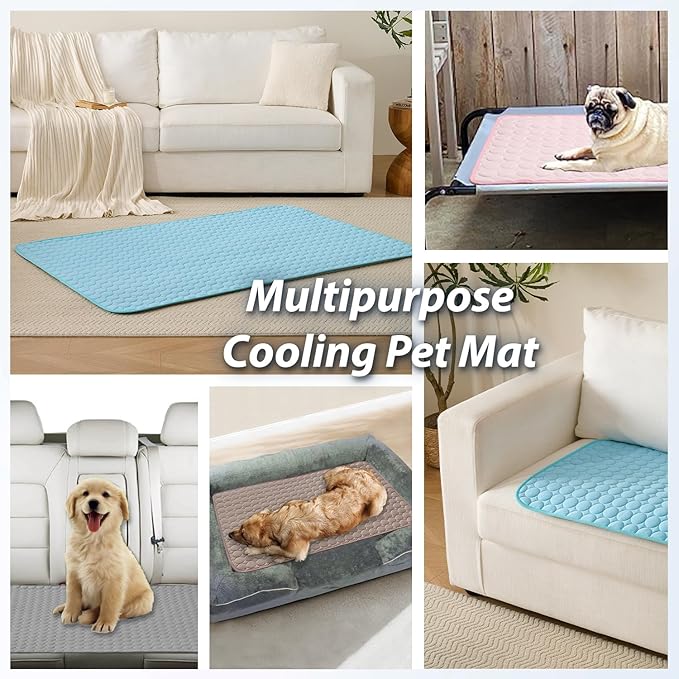 MICROCOSMOS Summer Cooling Mat & Sleeping Pad- Water Absorption Top, Materials Safe, Easy Carry, EZ Clean. Keep Cooling for Pets, Kids and Adults.(Pink, 28" x 22")