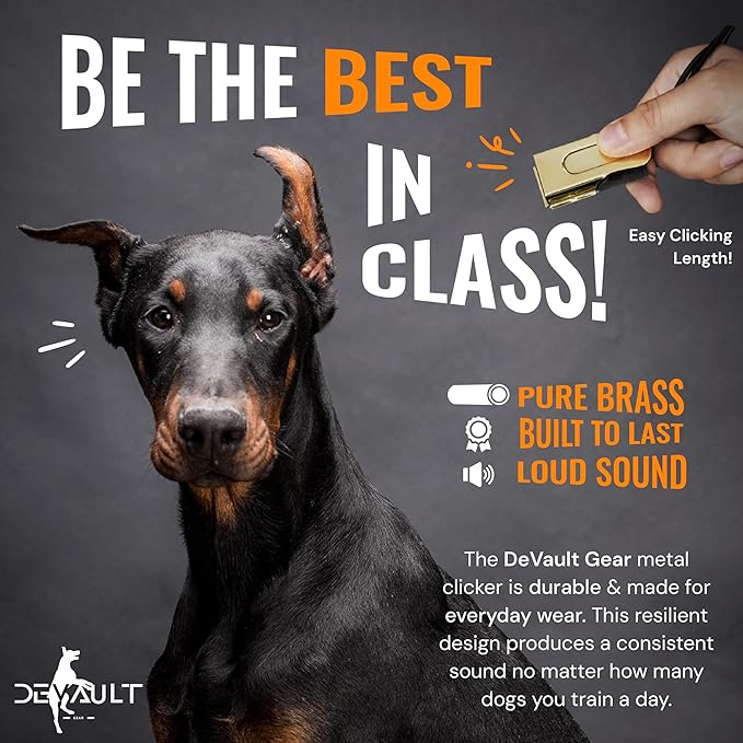 Metal Clickers for Dog Training – Dog Clicker for Training with Loud Crisp Sound for Behaviour Reward – Brass Style with Magnetic Clasp and Velvet Pouch – 10 Pack Pet Clicker