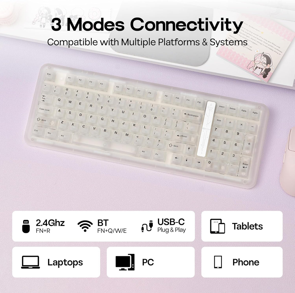 KiiBoom Phantom98 Lite 96% Wireless Mechanical Gaming Keyboard, VIA Custom