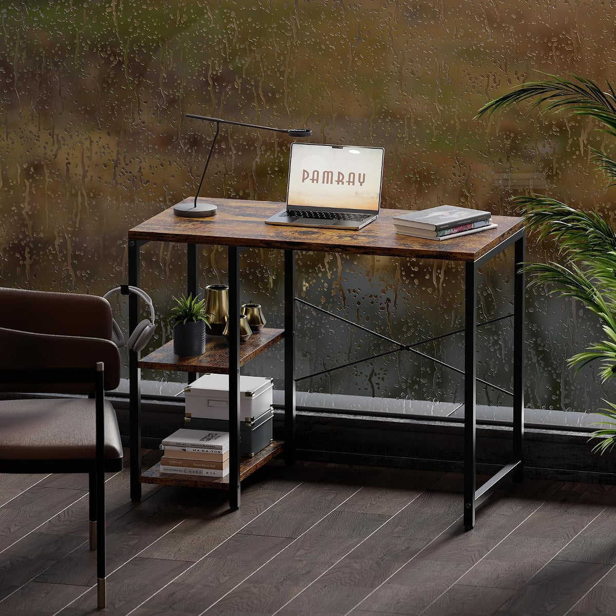 Pamray 32 Inch Small Computer Desk with Shelves for Bedroom Small Spaces